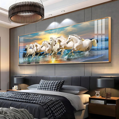 Seven Lucky Running Horses Premium Acrylic Horizontal Wall Art