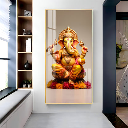 Lord Ganpati Premium Acrylic Vertical Wall Art