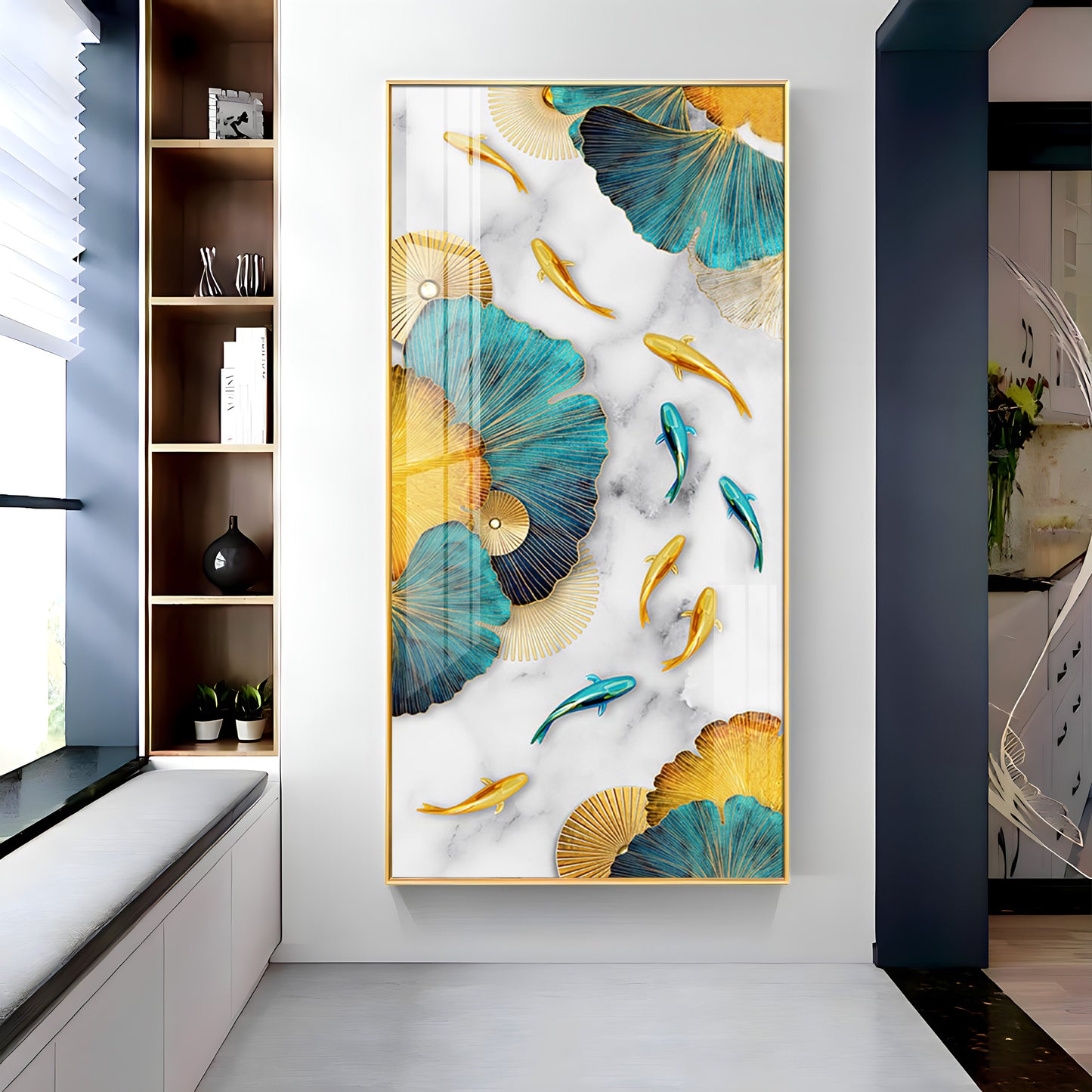 Colorful Koi Fishes Luxury Crystal Wall Art