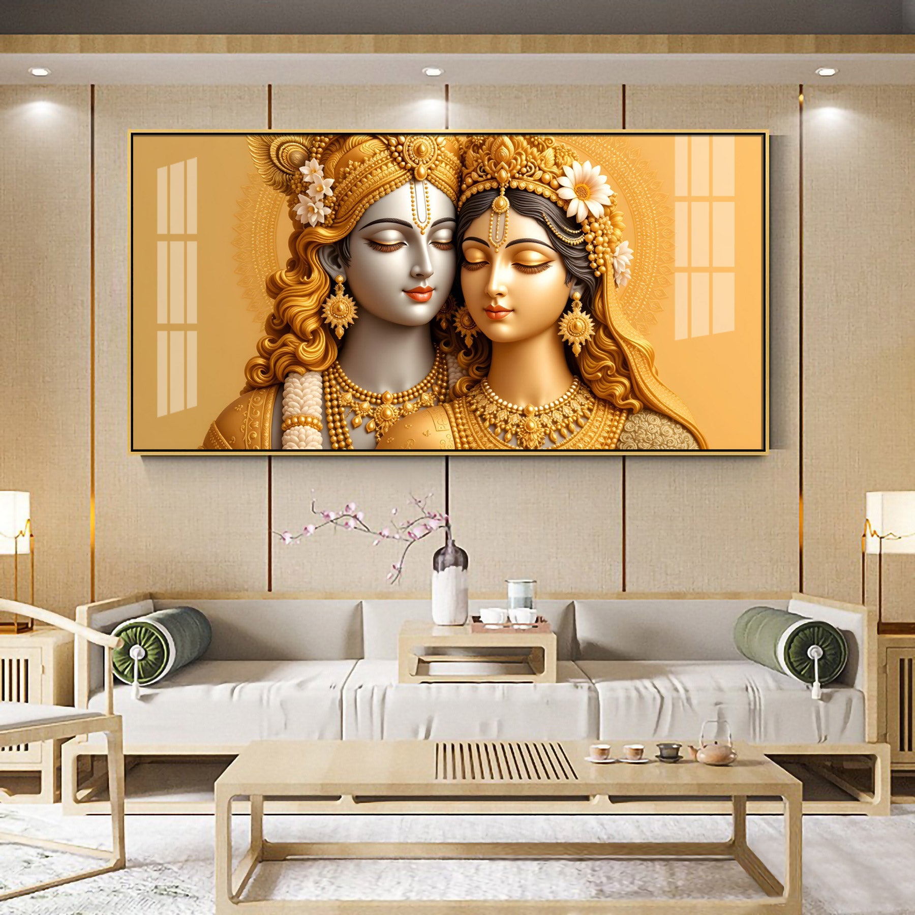 Devotional Krishna And Radha Premium Acrylic Horizontal Wall Art