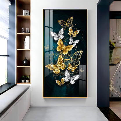 Golden & Silver Butterflies Luxury Crystal Wall Art