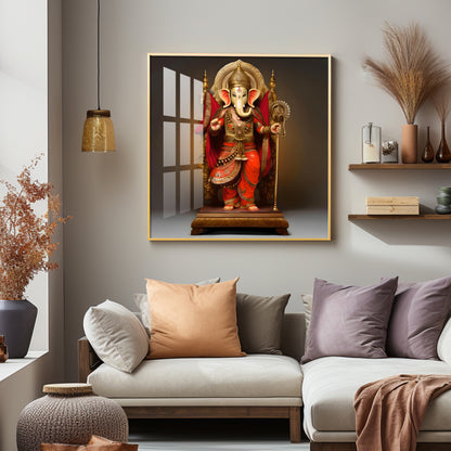 Standing Ganpati Premium Acrylic Square Wall Art