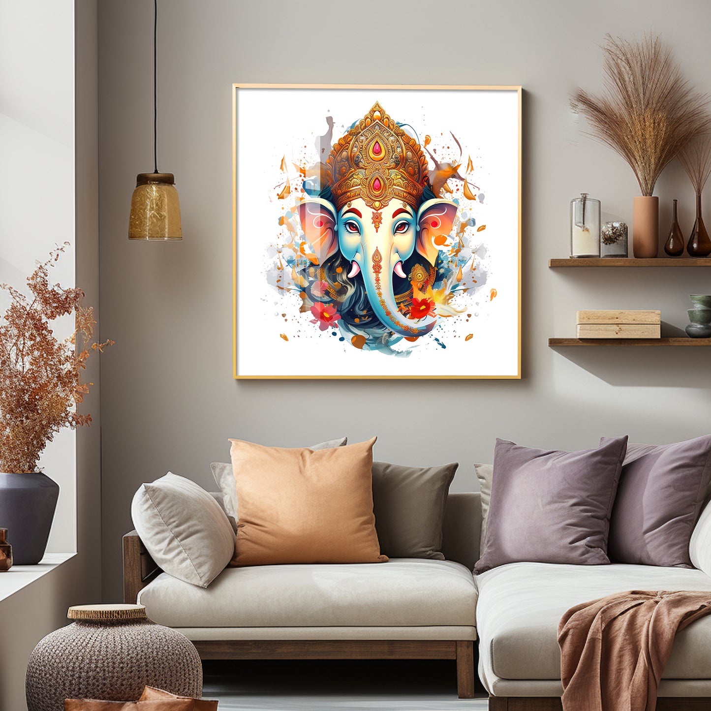 Vighanharta Ganesh Premium Acrylic Square Wall Art