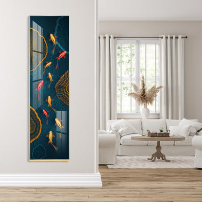 Auspicious Fishes Premium Acrylic Vertical Wall Art