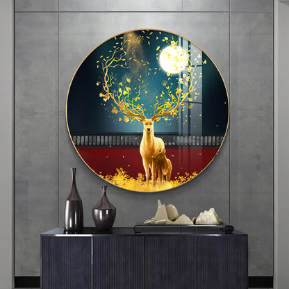 Celestial Deer Premium Acrylic Round Wall Art