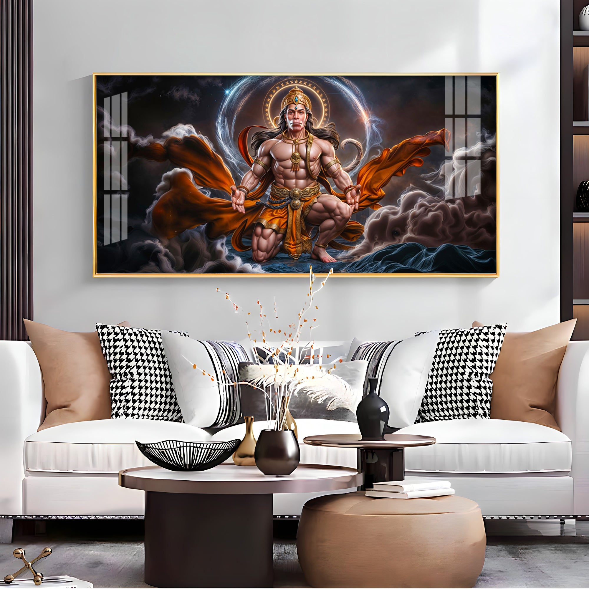 Ethereal Guardian Hanuman Premium Acrylic Horizontal Wall Art