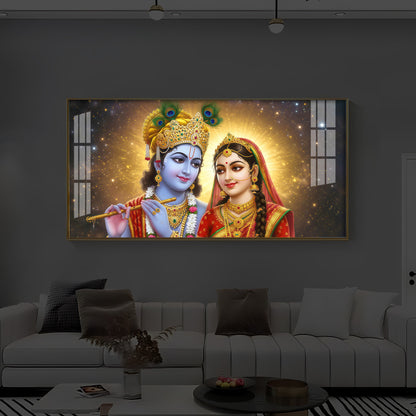 Shri Radha Krishn Modern Luxury Backlight Horizontal Wall Art