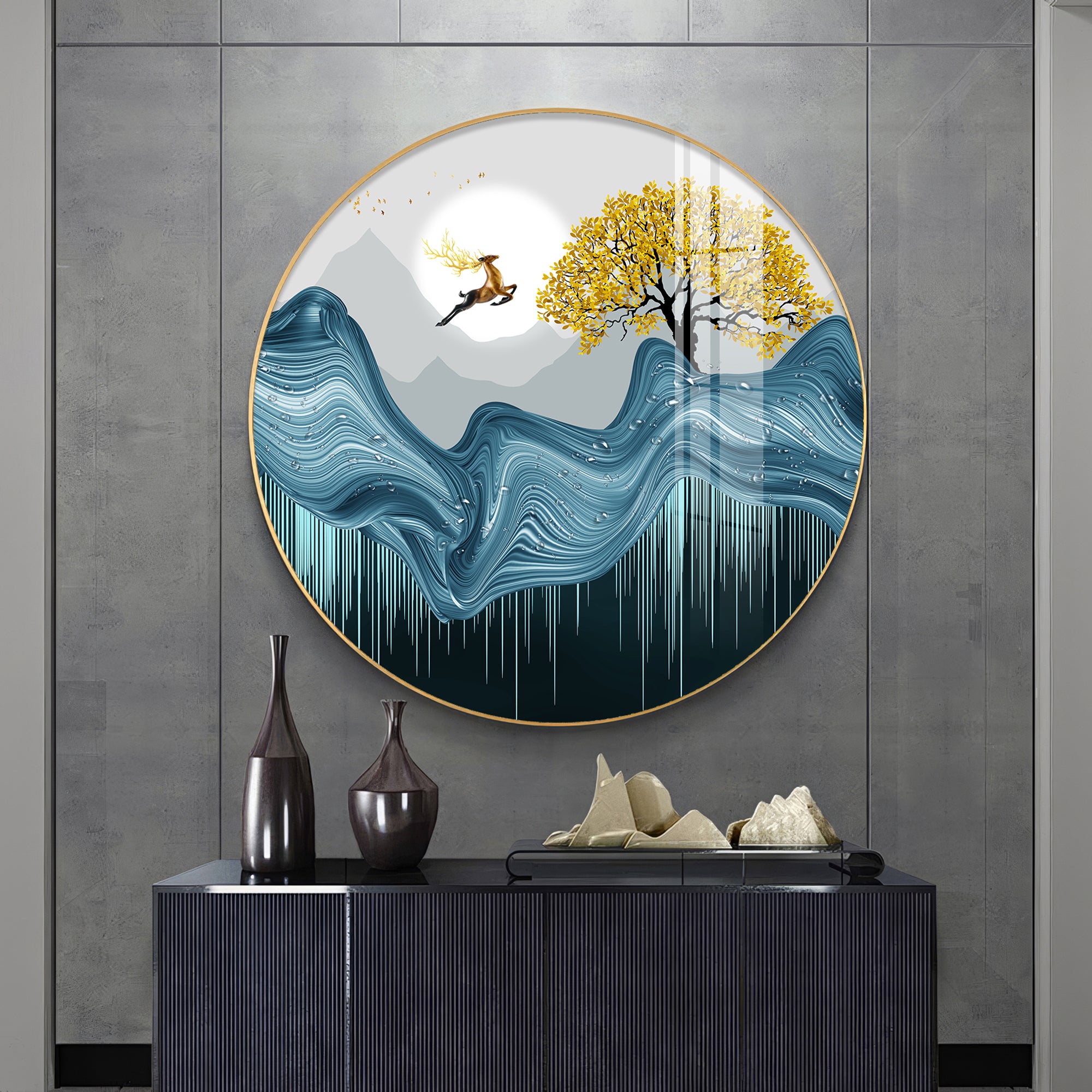 Echoes Of Nature Premium Acrylic Round Wall Art