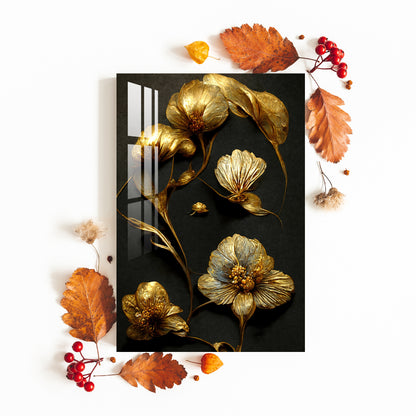 Luxury Golden Decorative Flower Acrylic Wall Art