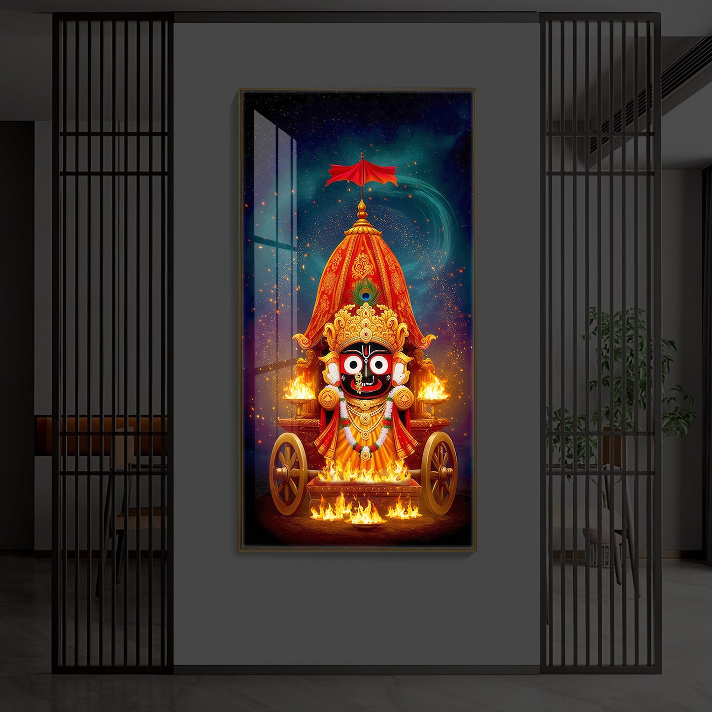 Jagannath Prabhu Modern Luxury Backlight Vertical Wall Art