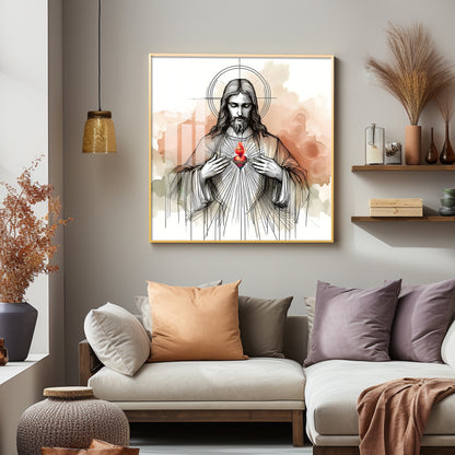 Sketch Spirit of Jesus Premium Acrylic Square Wall Art