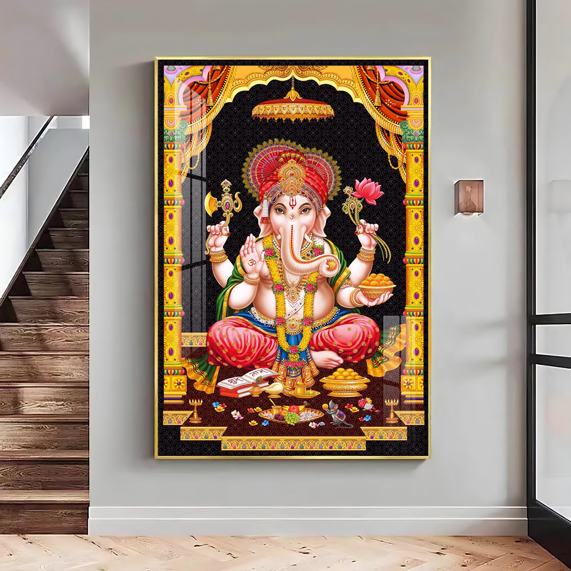 Sacred Ganesha Premium Acrylic Vertical Wall Art