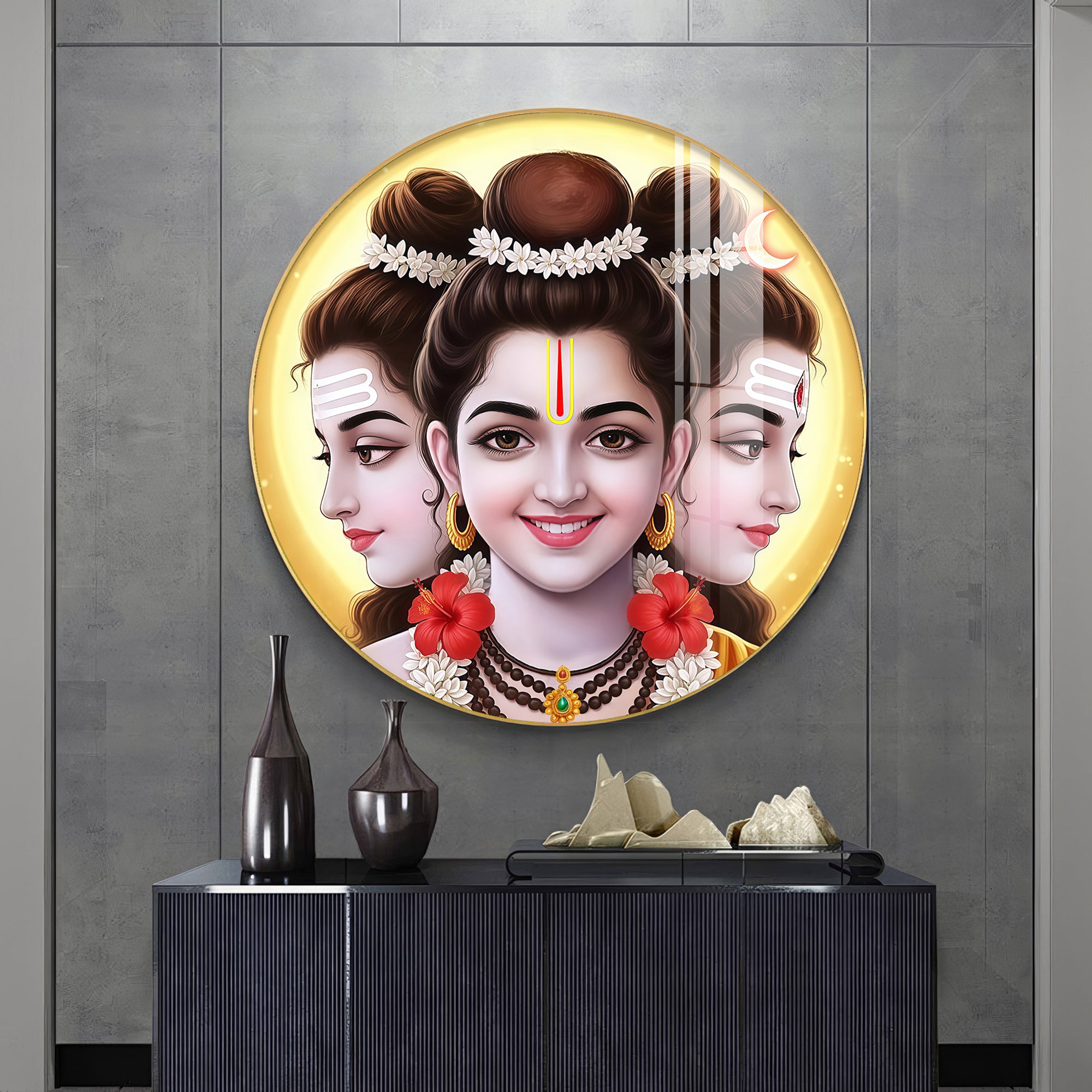 Gurudev Datt Premium Acrylic Round Wall Art