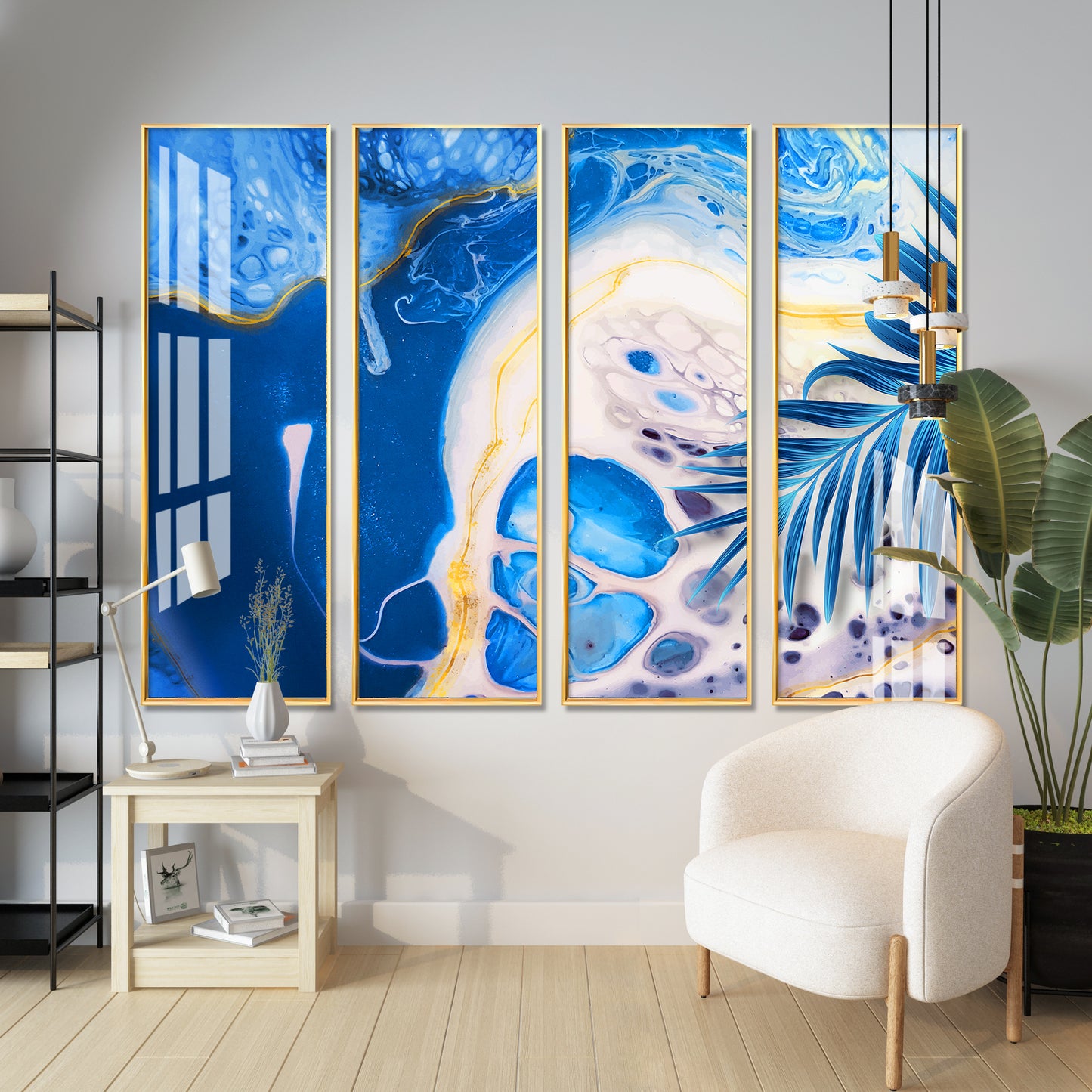 Art of Blue Premium Acrylic Vertical Wall Art (set of 4)