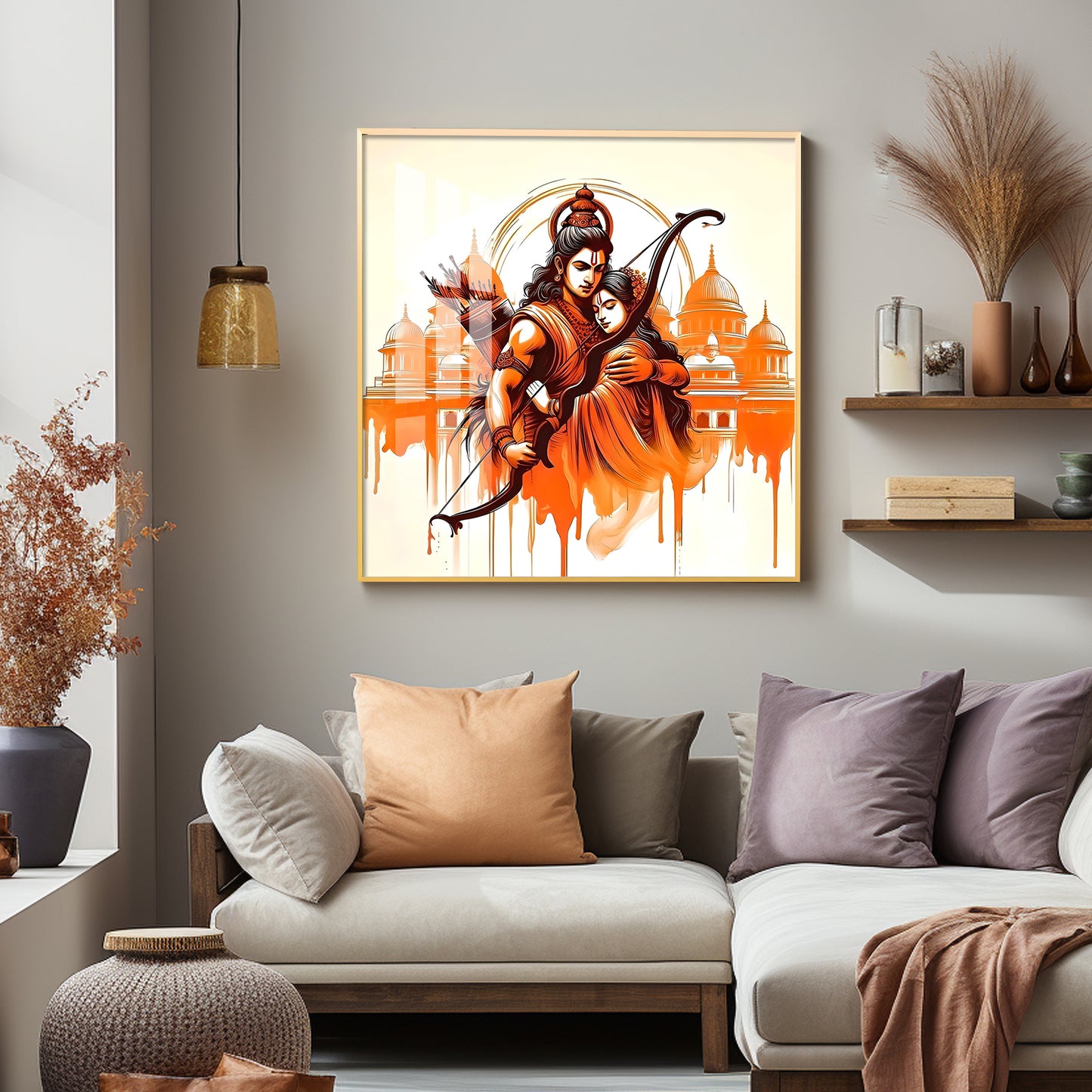 Journey Of Lord Ram and Sita Premium Acrylic Square Wall Art