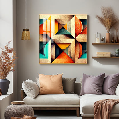 Seamless Pattern Shapes Premium Acrylic Square Wall Art