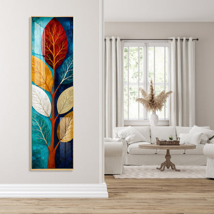 Abstract Colorful Tree Leaves Premium Acrylic Vertical Wall Art