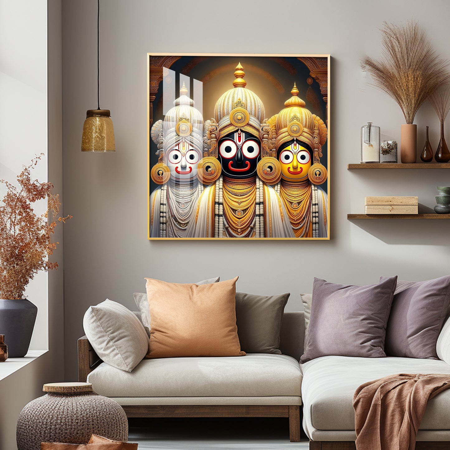 Lord Jagannath Balabhadra And Subhadra Premium Acrylic Square Wall Art