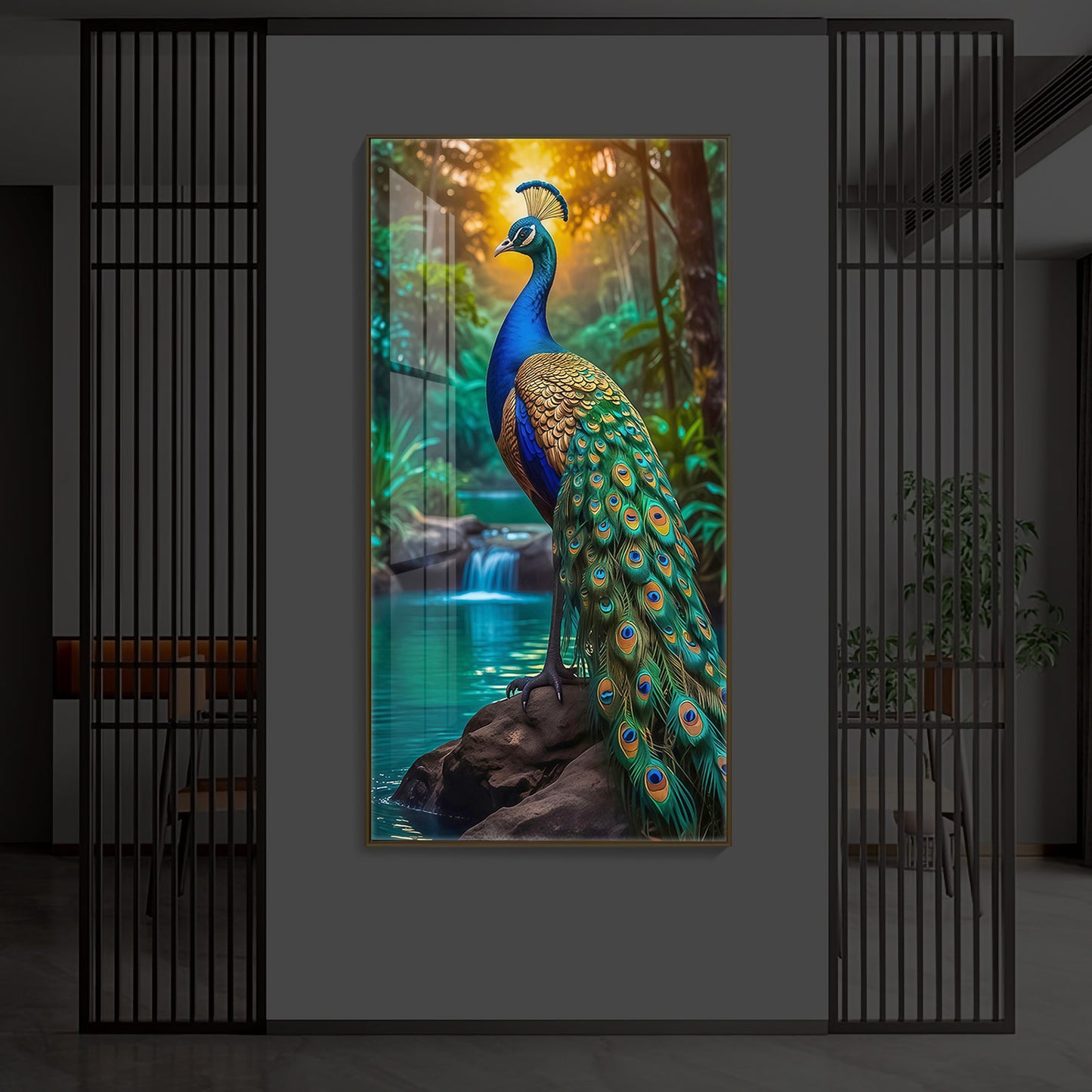 The Peacock Modern Luxury Backlight Vertical Wall Art