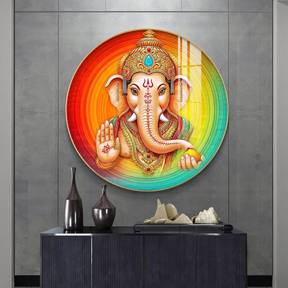 Lord Ganesha Premium Acrylic Round Wall Art