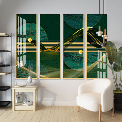 Emerald Green Premium Acrylic Vertical Wall Art (set of 4)