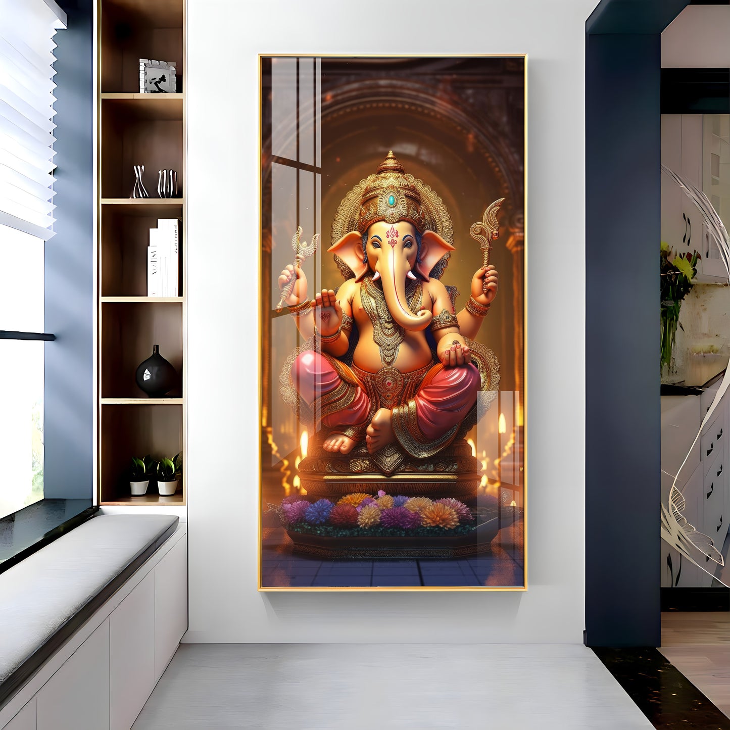 Jai Shree Ganesh Premium Acrylic Vertical Wall Art