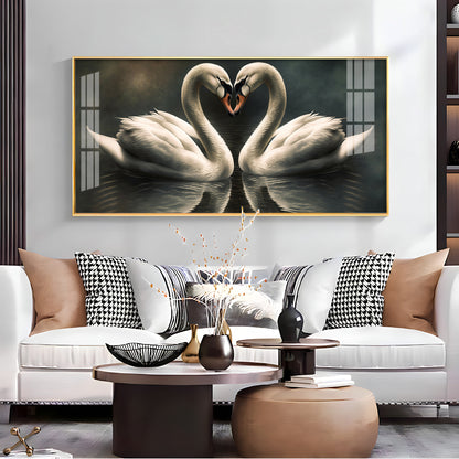 Soulful Vibrant Two Swan Premium Acrylic Horizontal Wall Art