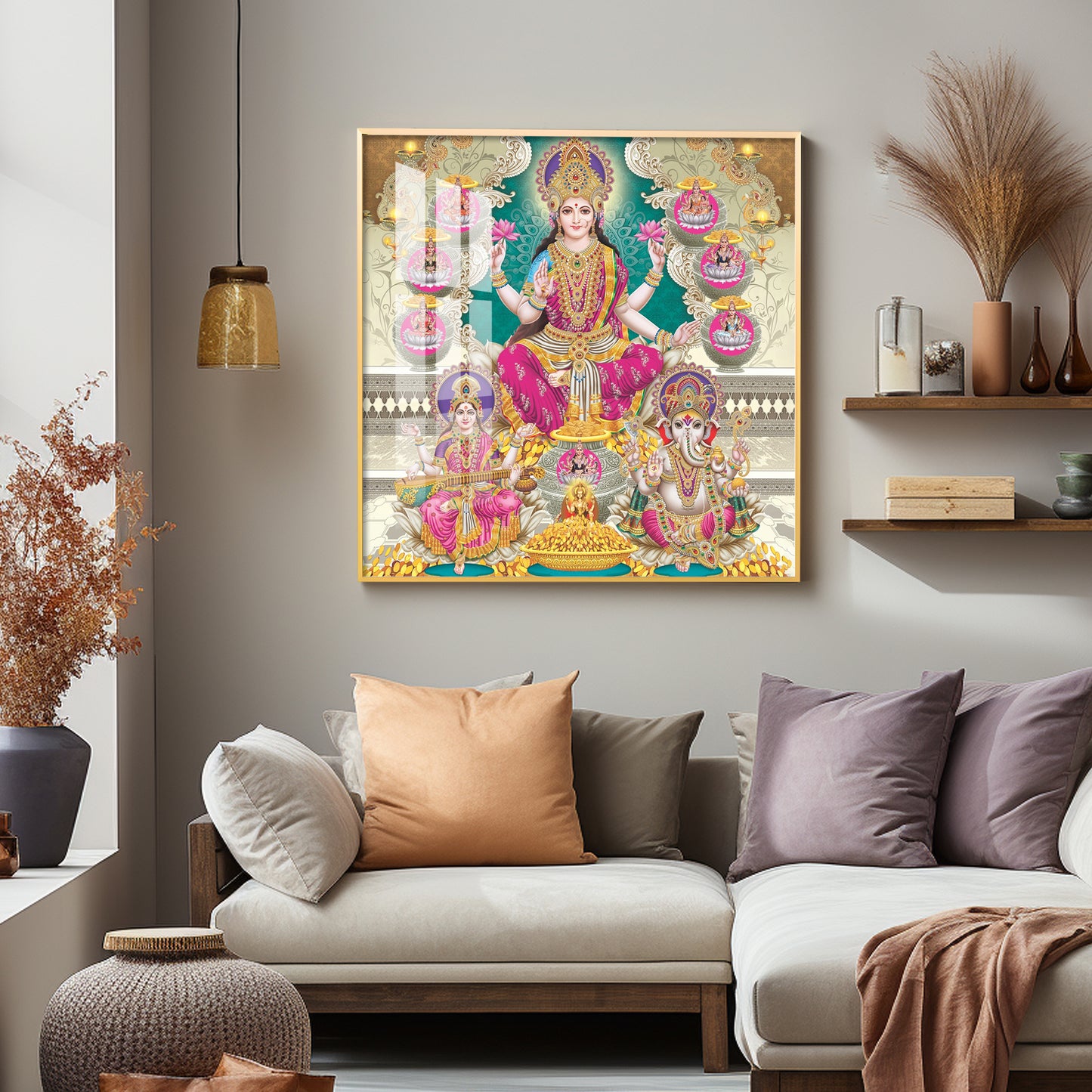 Maa Laxmi Premium Acrylic Square Wall Art