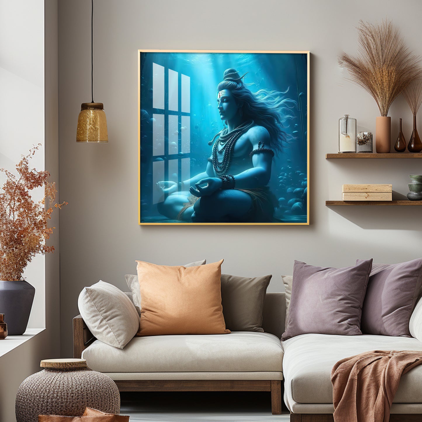 Meditating Shiva Premium Acrylic Square Wall Art