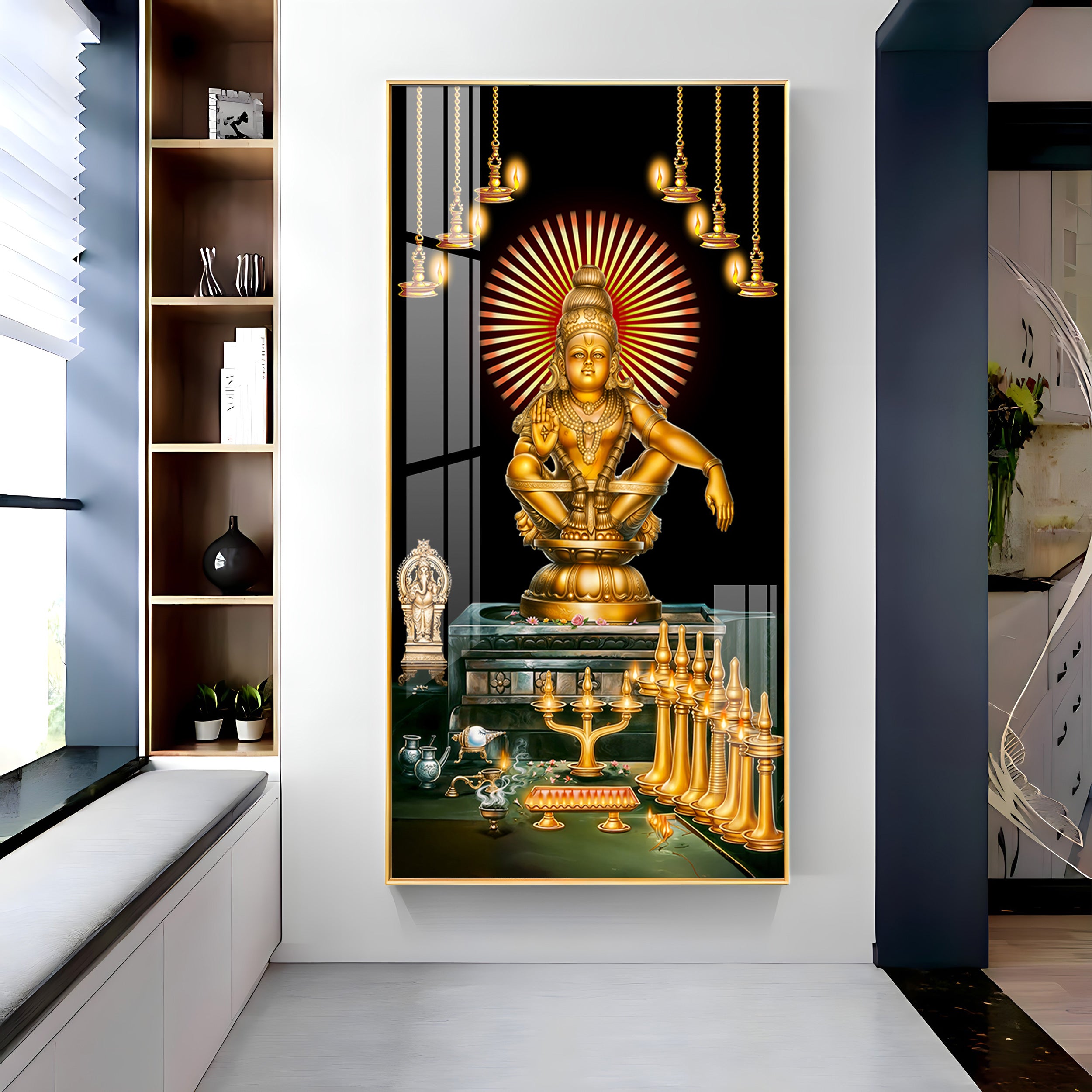 Lord Ayyappa Swamy Premium Acrylic Vertical Wall Art