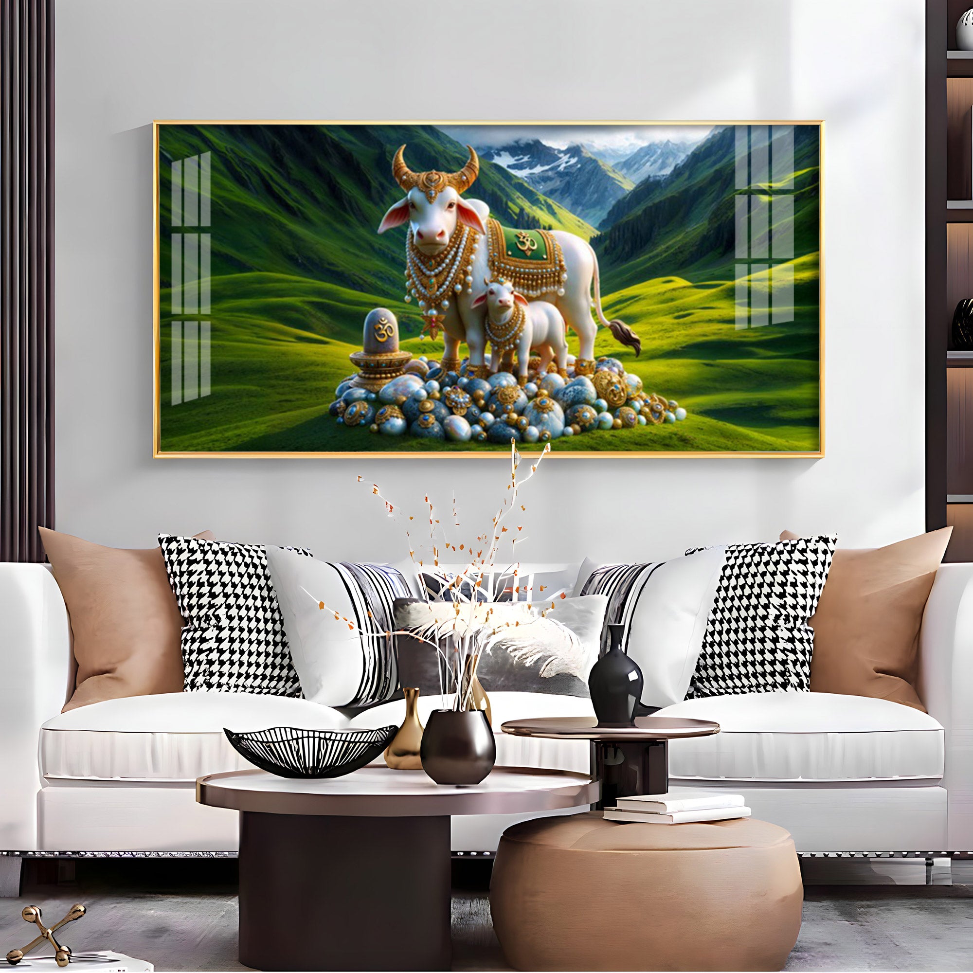 Sacred Nandi In Valley Premium Acrylic Horizontal Wall Art
