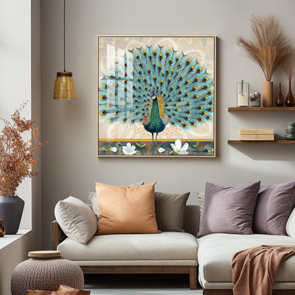 Beautiful Peacock Premium Acrylic Square Wall Art