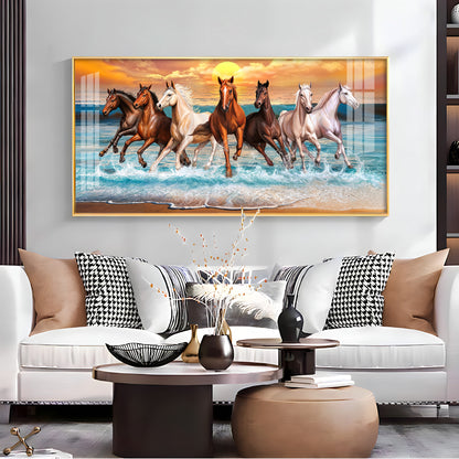 Seven Horses Running Premium Acrylic Horizontal Wall Art