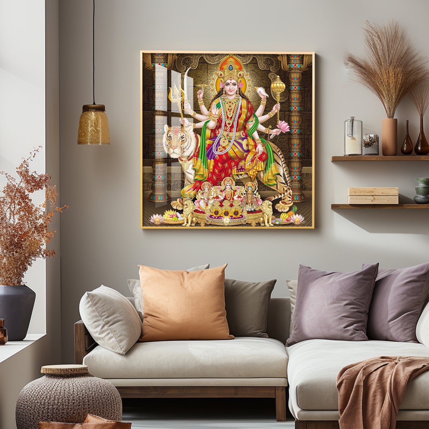 Enchanted Devi Durga Premium Acrylic Square Wall Art