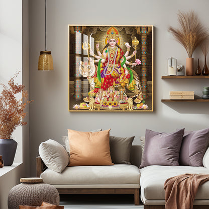Enchanted Devi Durga Premium Acrylic Square Wall Art