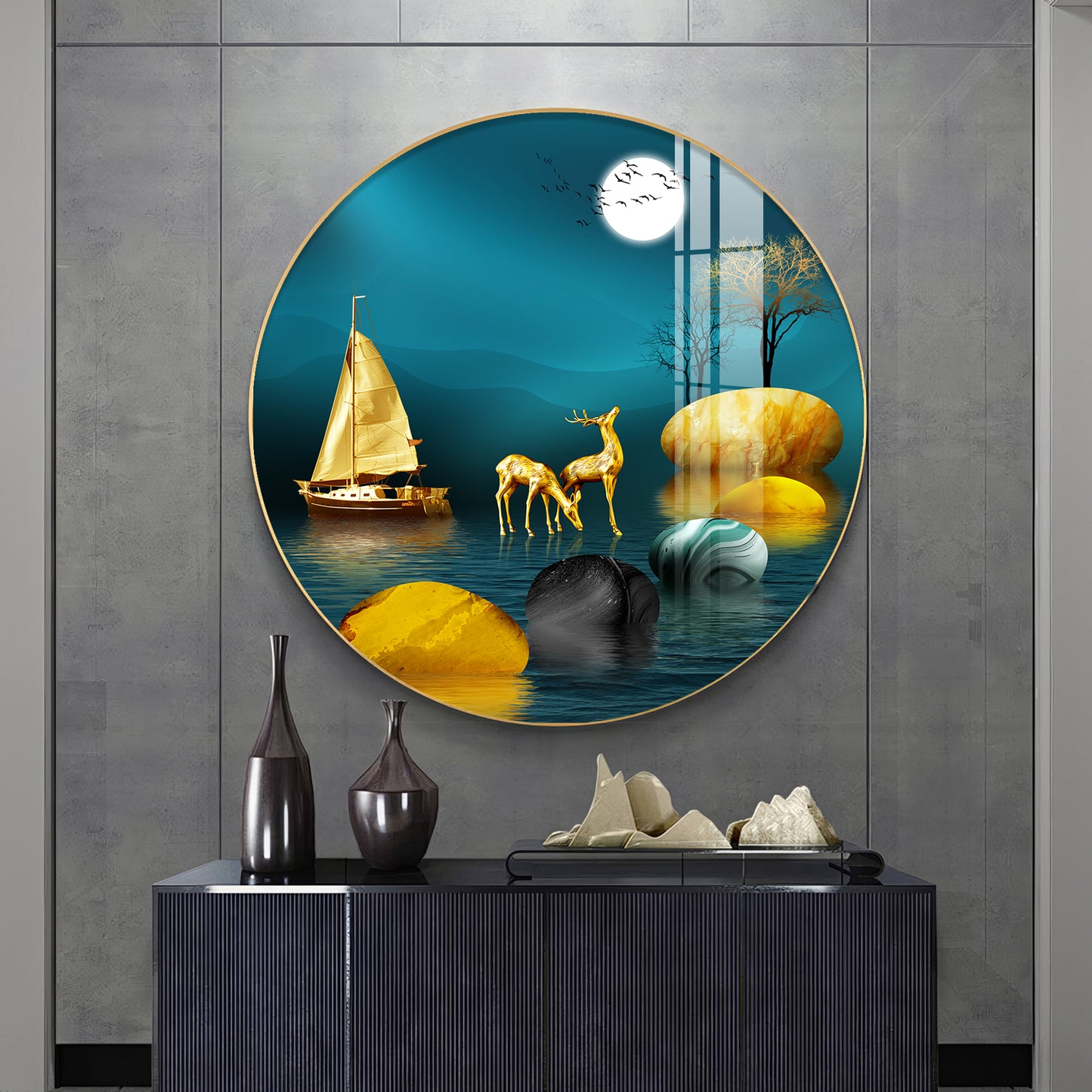 Echoes Of Nature Premium Acrylic Round Wall Art