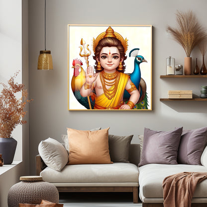 Lord Murugan Premium Acrylic Square Wall Art