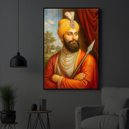 Prestigious Guru Gobind Singh Ji Modern Luxury Backlight Vertical Wall Art