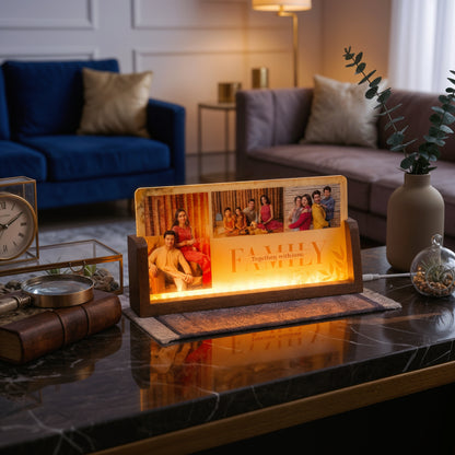 Family Acrylic LED Table Lamp - Wooden Stand