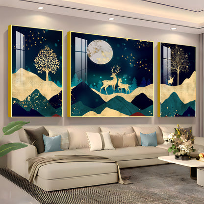 Glittering Night Premium Acrylic Wall Art (Set of 3)