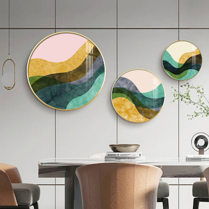 Wave Abstract Premium Acrylic Round Wall Art (Set of 3)