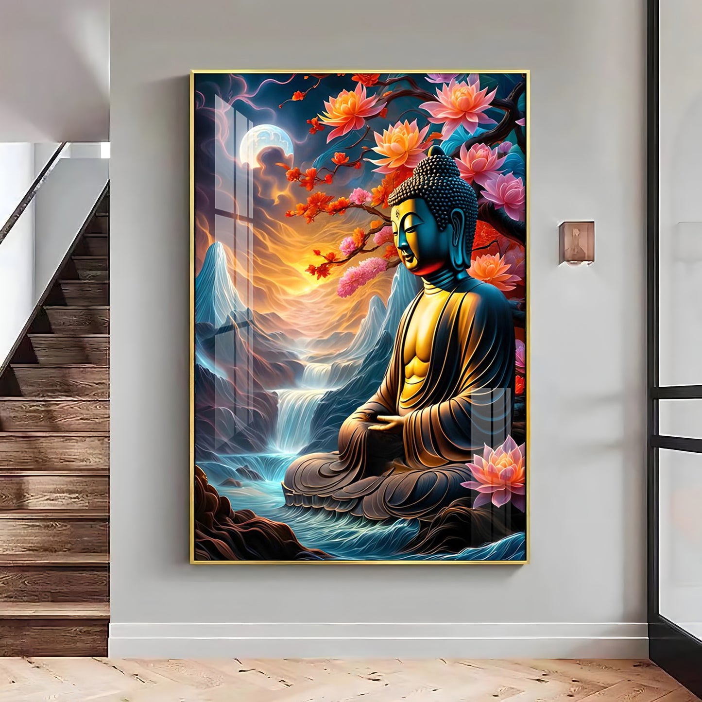 Sitting Buddha Under The Tree Premium Acrylic Vertical Wall Art