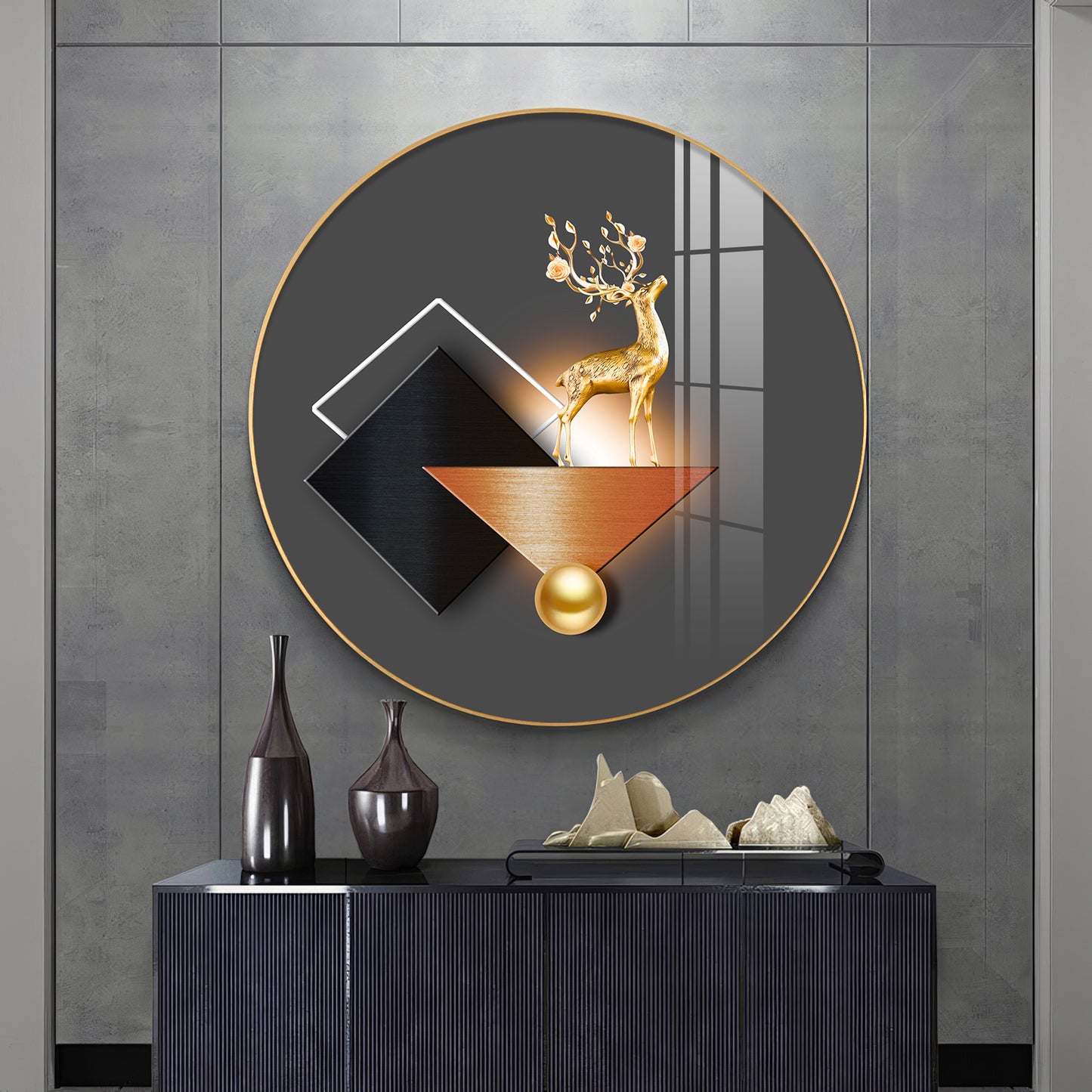 Antler Aesthetic Premium Acrylic Round Wall Art