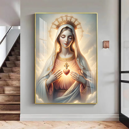 Divine Embrace of Mary Premium Acrylic Vertical Wall Art