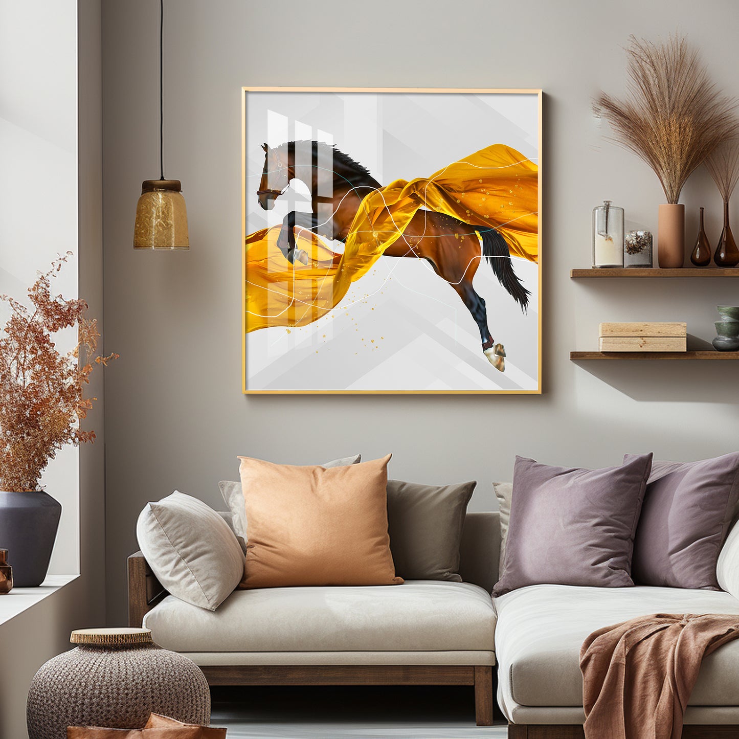 Galloping Horse Premium Square Wall Art