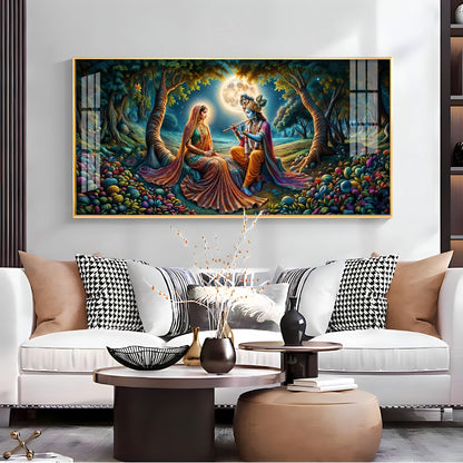 Krishna Radha Colorful Painting Premium Acrylic Horizontal Wall Art