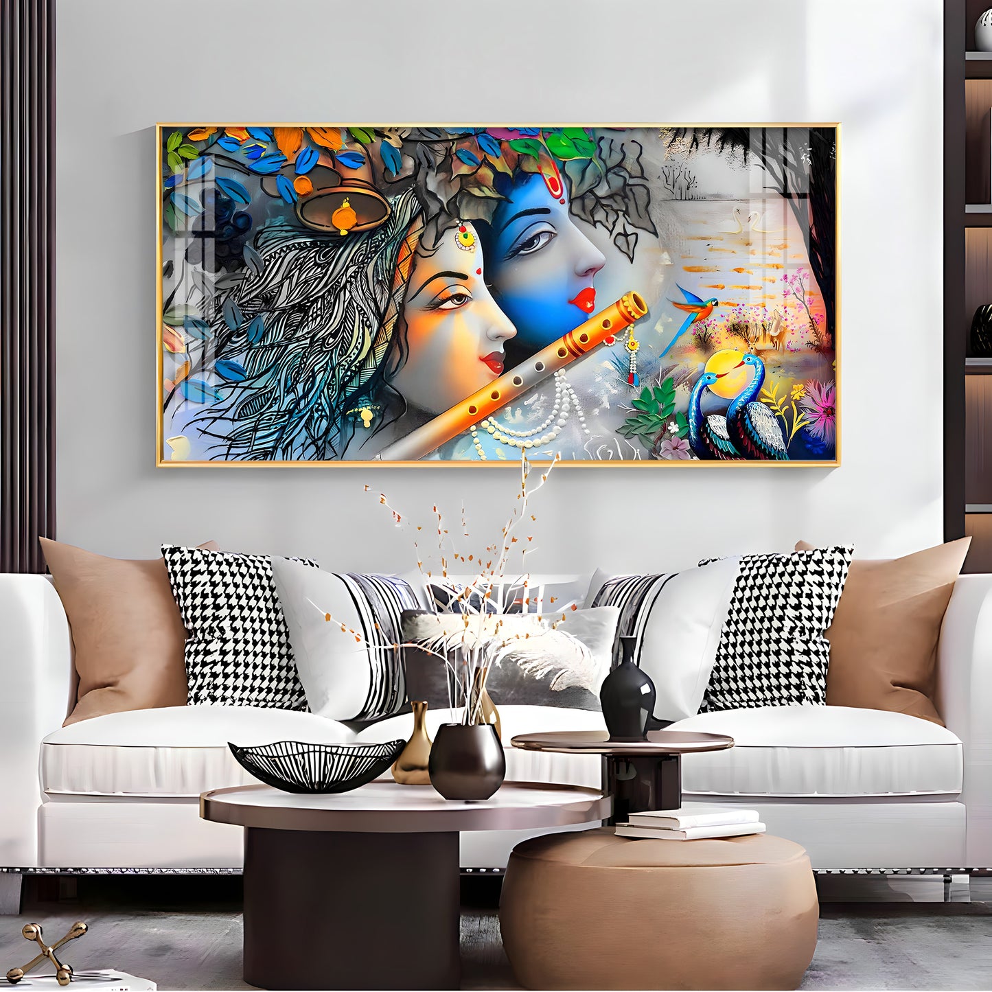 Radha Krishna Unforgetable Love Pemium Acrylic Horizontal Wall Art