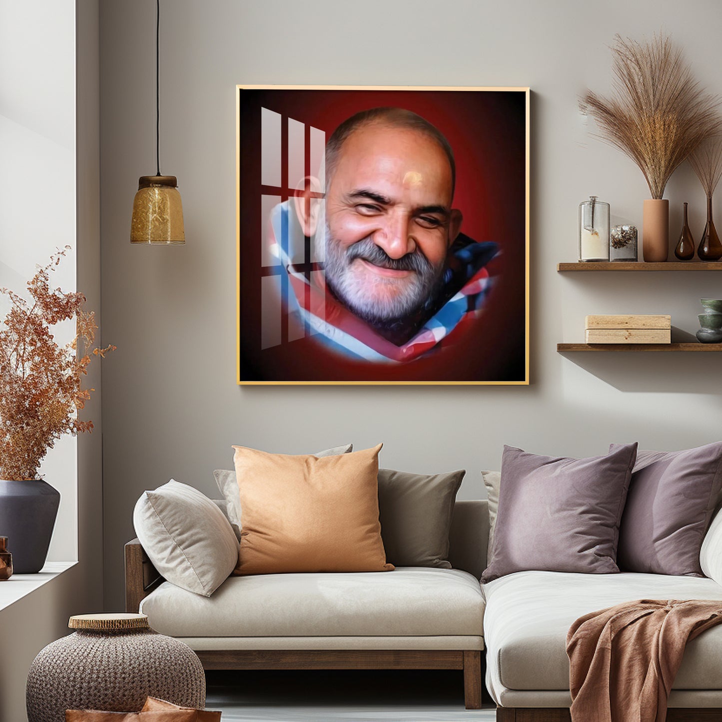 Neem Karoli Baba Maharaj Premium Acrylic Square Wall Art