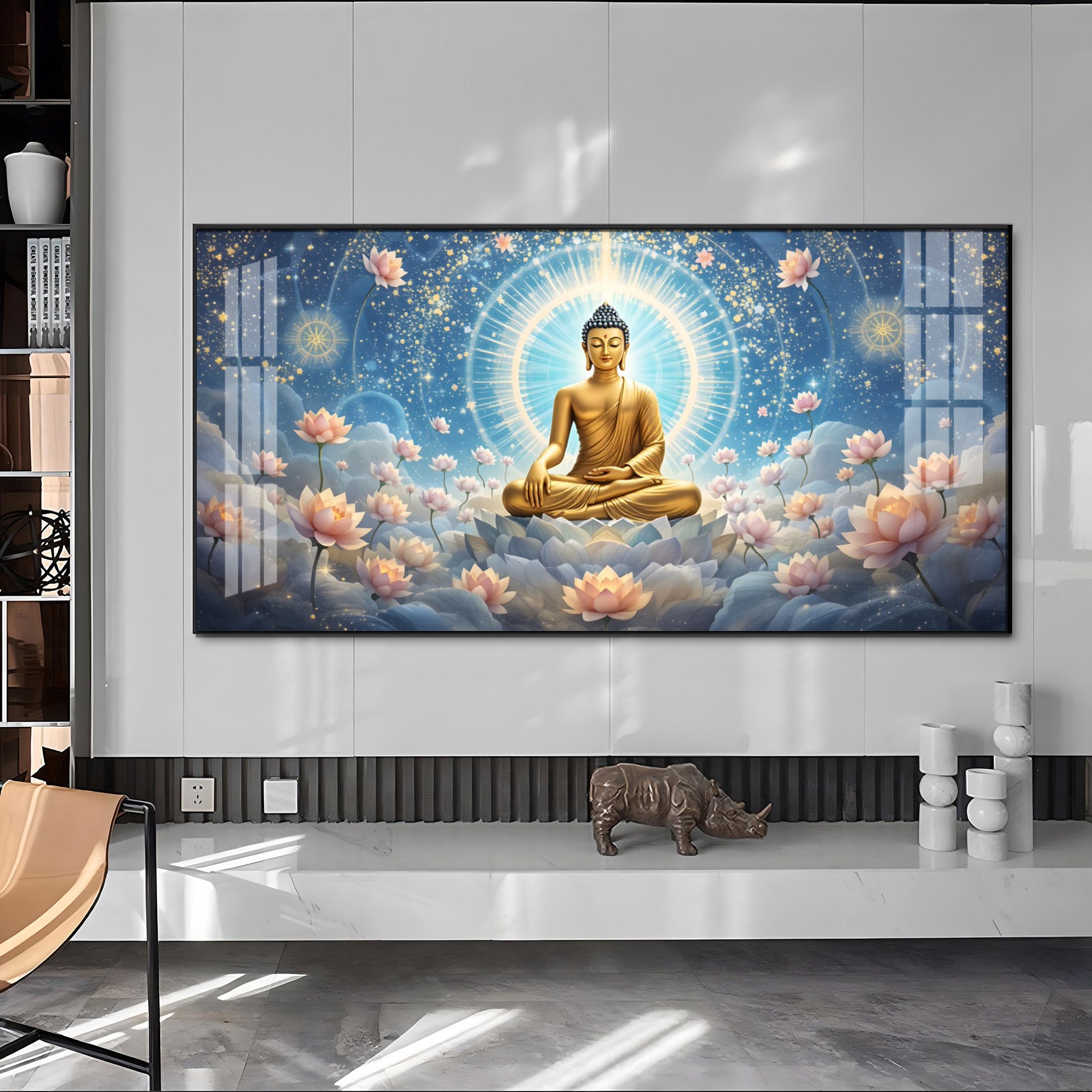 Tranquil Cloud Buddha Premium Acrylic Horizontal Wall Art
