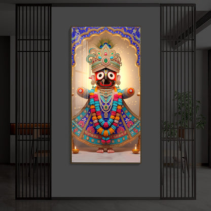Jai Shri Jagannath Ji Modern Luxury Backlight Vertical Wall Art